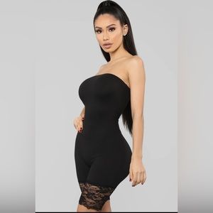 NWT Fashion Nova Black Lace Biker Short Romper XS